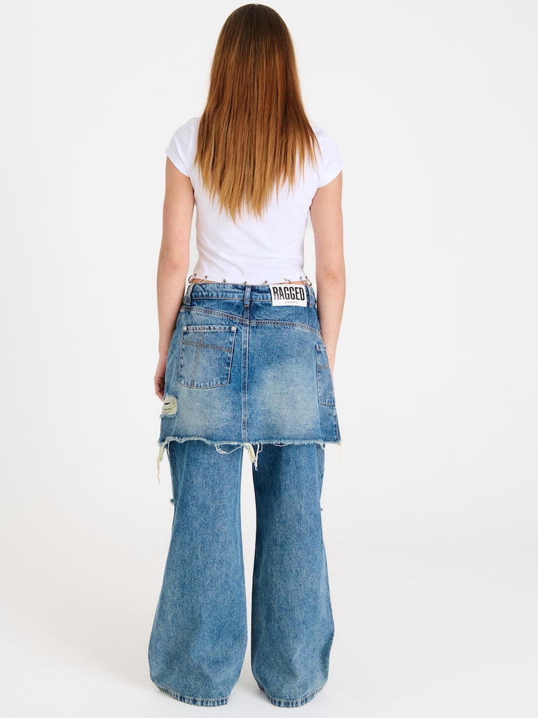 Shadow Release Jean With Skirt Overlay