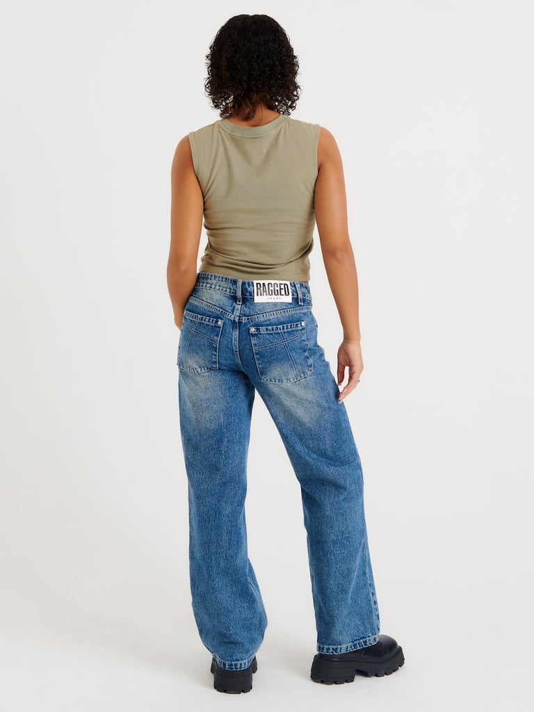 Relaxed Straight Leg Jean Blue