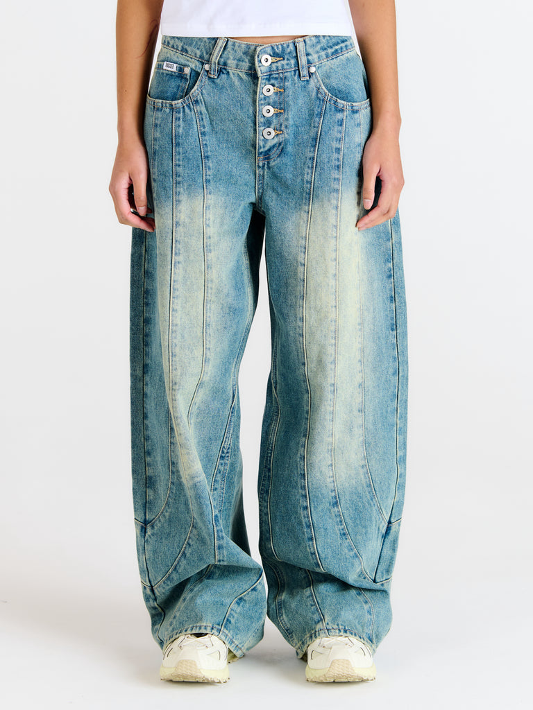 Panelled Dirty Wash Release Jean