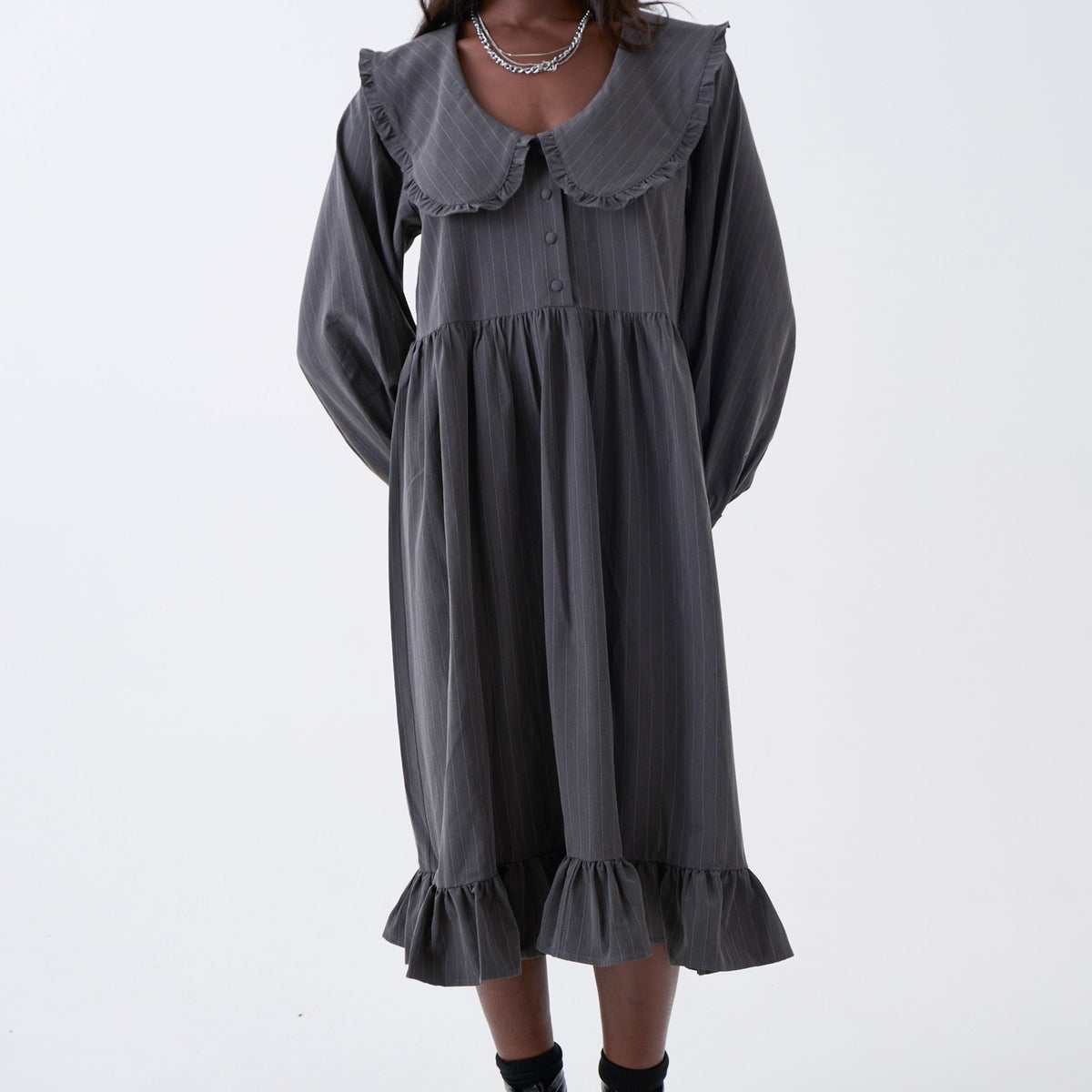 Curio Oversized Collar Midi Dress