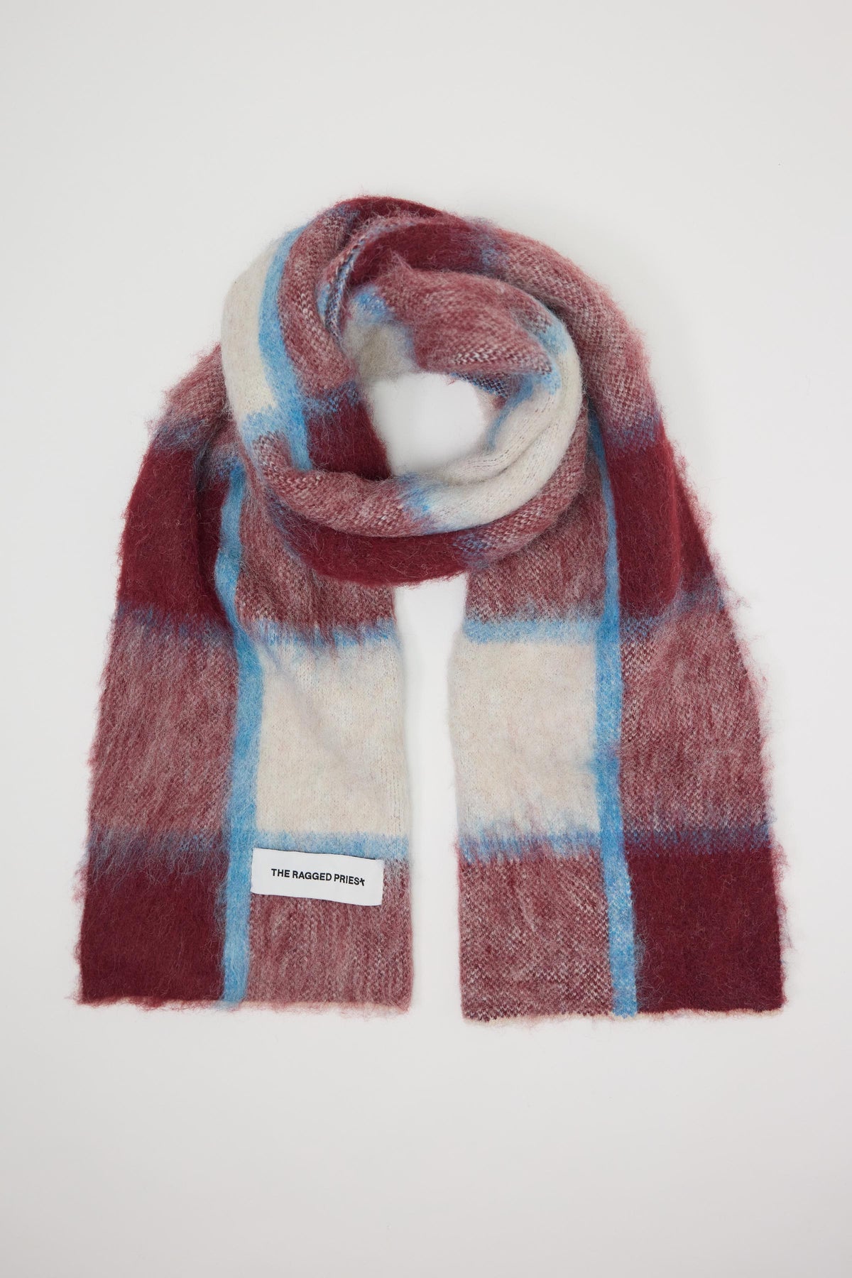 Red and blue check oversized blanket scarf