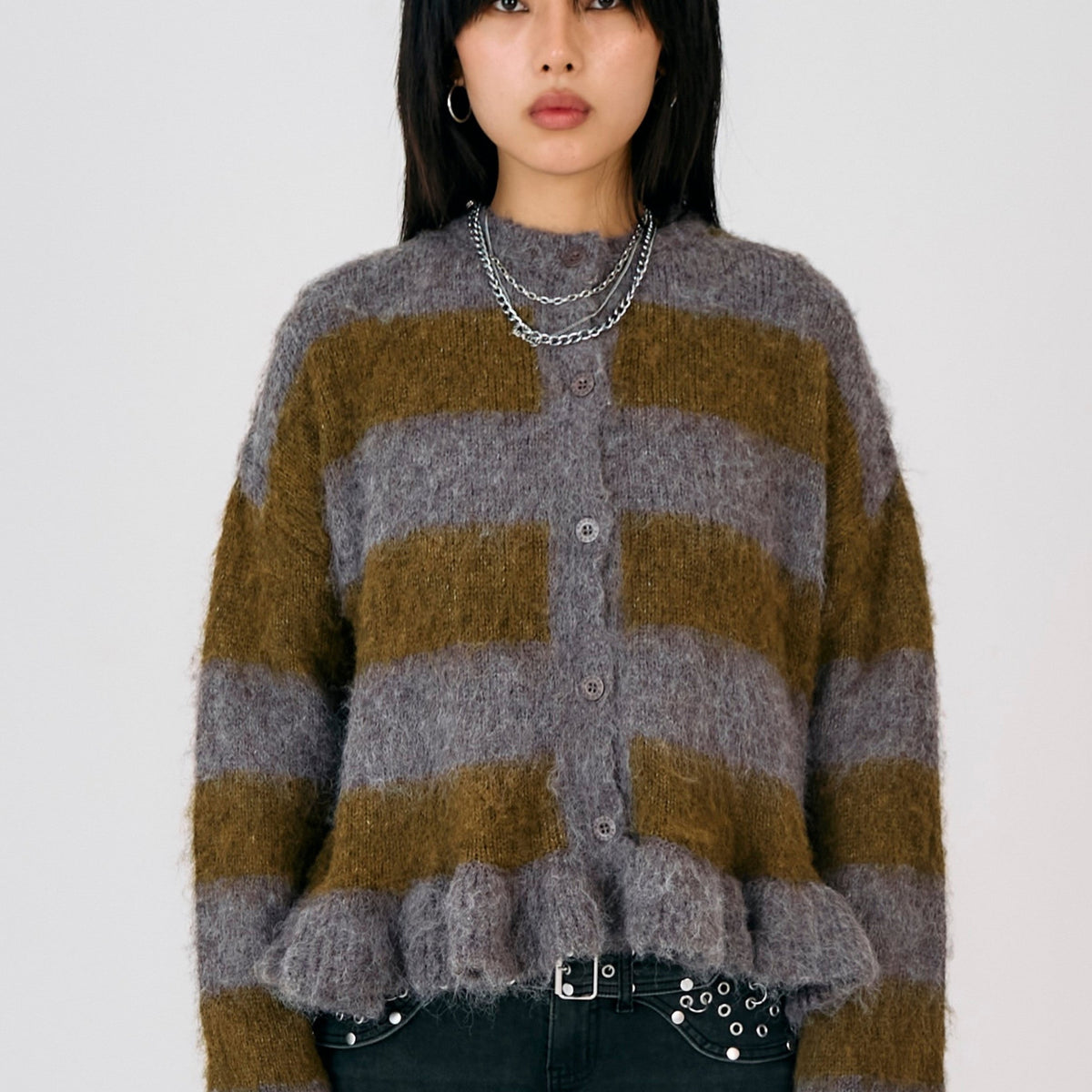 Heather Grunge Stripe Knit Cardigan