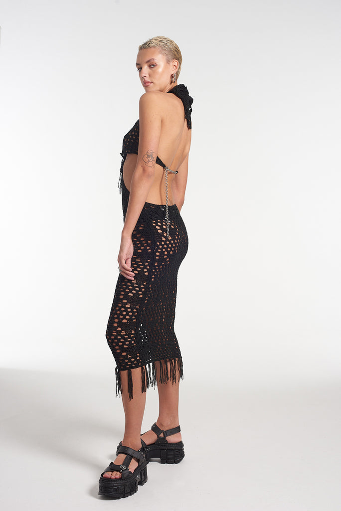 Distraction Open Knit Maxi Dress