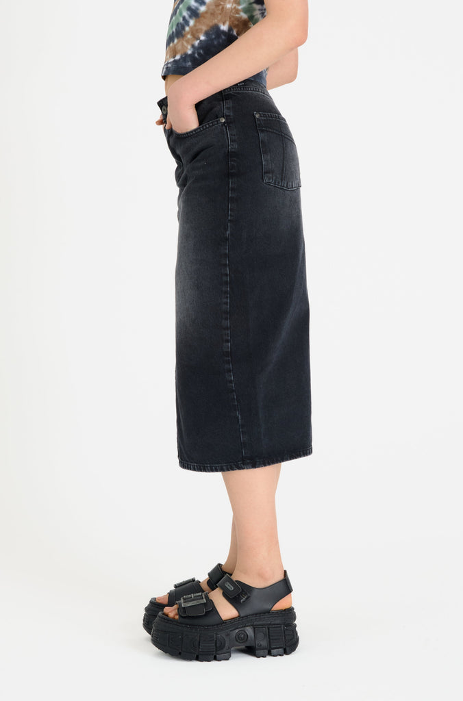 Denim Midi Skirt Black