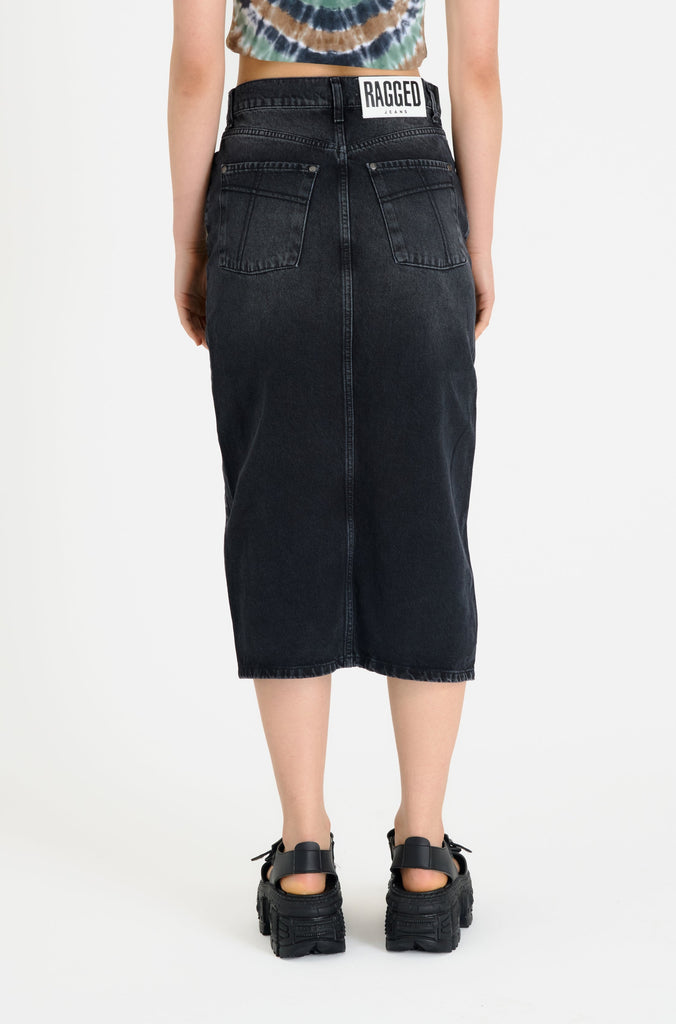 Denim Midi Skirt Black