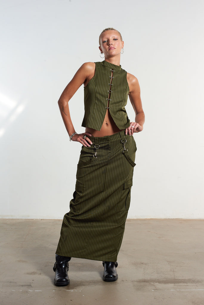 Villain Pinstripe Maxi Skirt