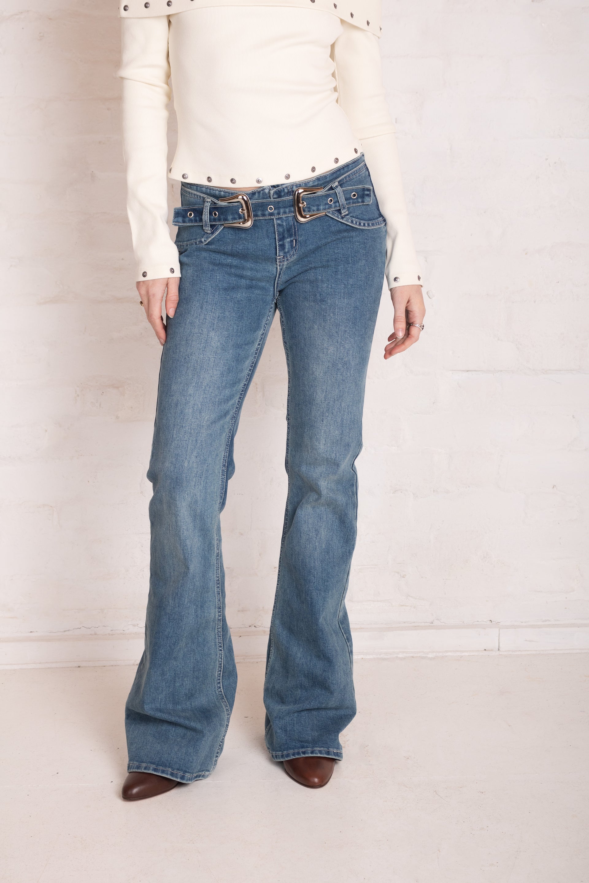 Charlie Western Buckle Flare Jeans – The Ragged Priest