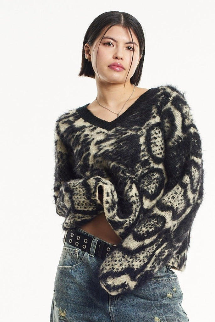 Slither Snake V-Neck Knit