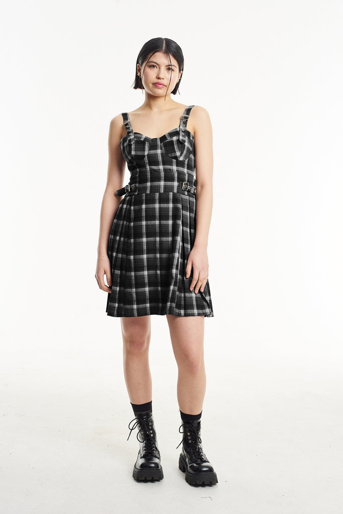 Monarch Check Corset Mini Dress