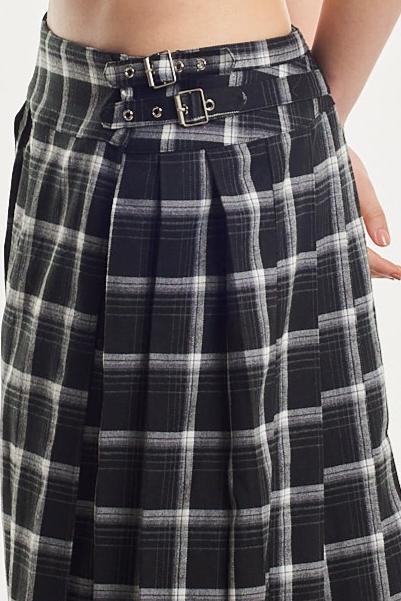 Queenie Grunge Check Maxi Skirt