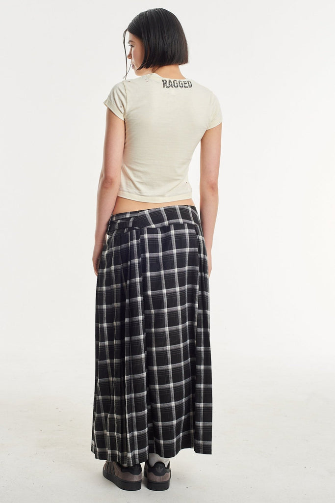 Queenie Grunge Check Maxi Skirt