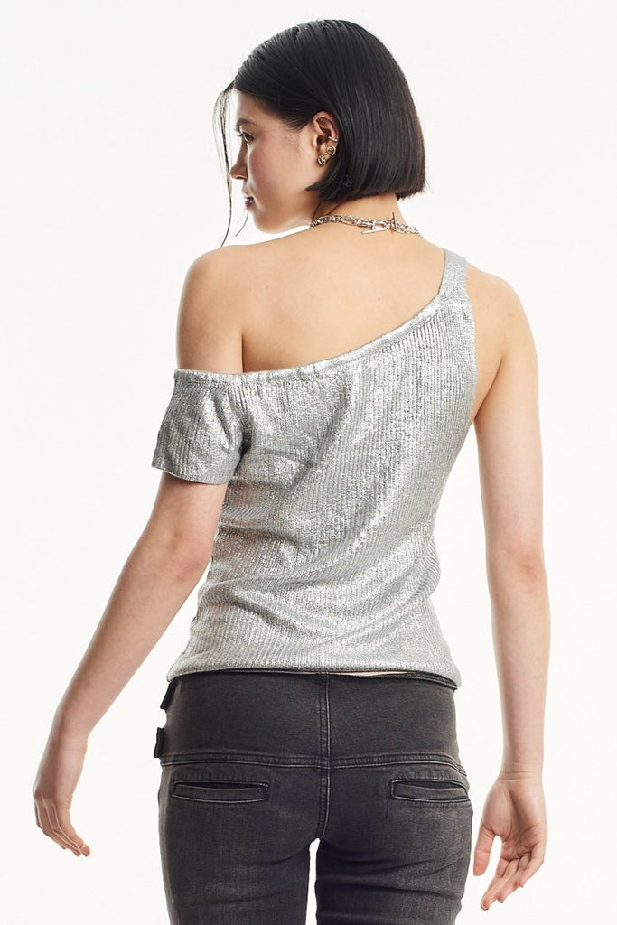 Shimmer Metallic Silver Top