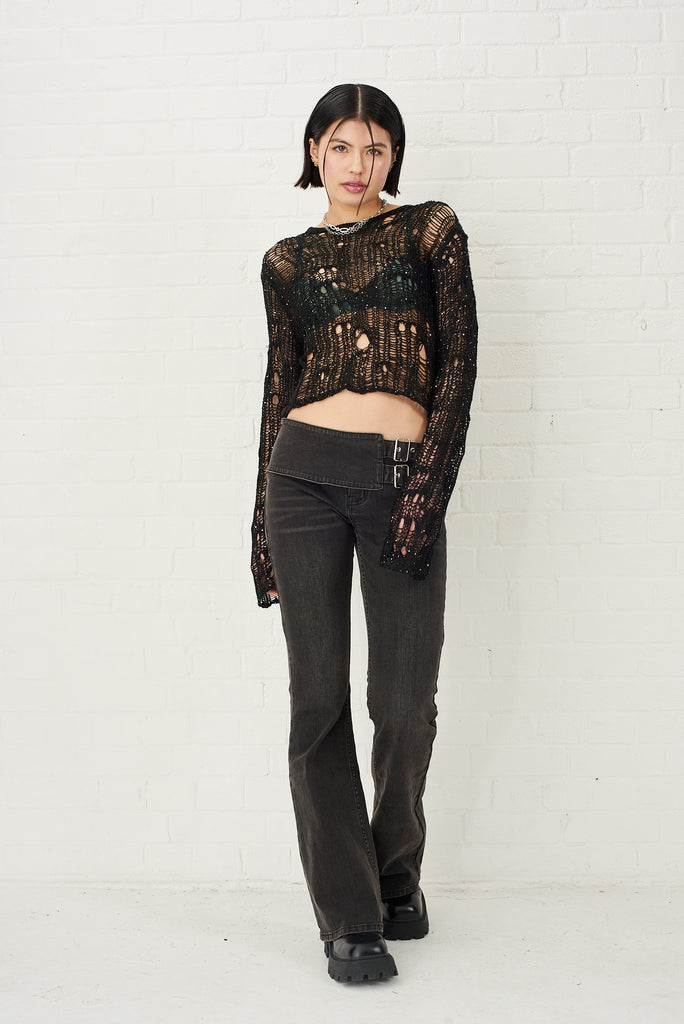 Minx Sequin Sheer Knit Top