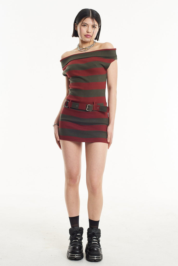 Pixie Bardot Stripe Mini Dress