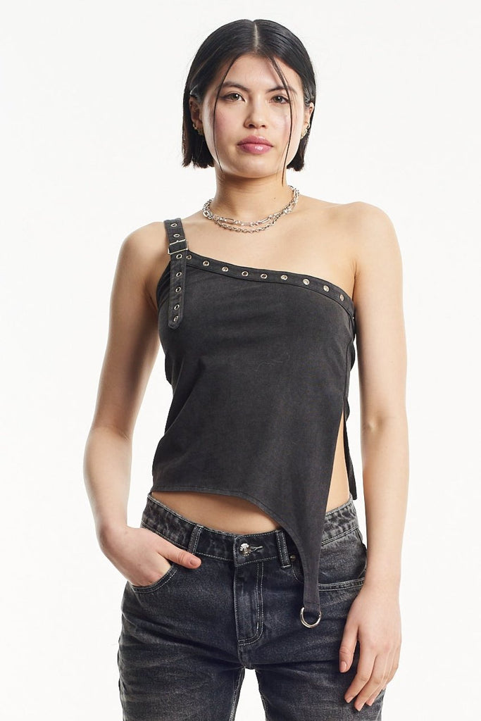 Alto Asymmetric Eyelet Top