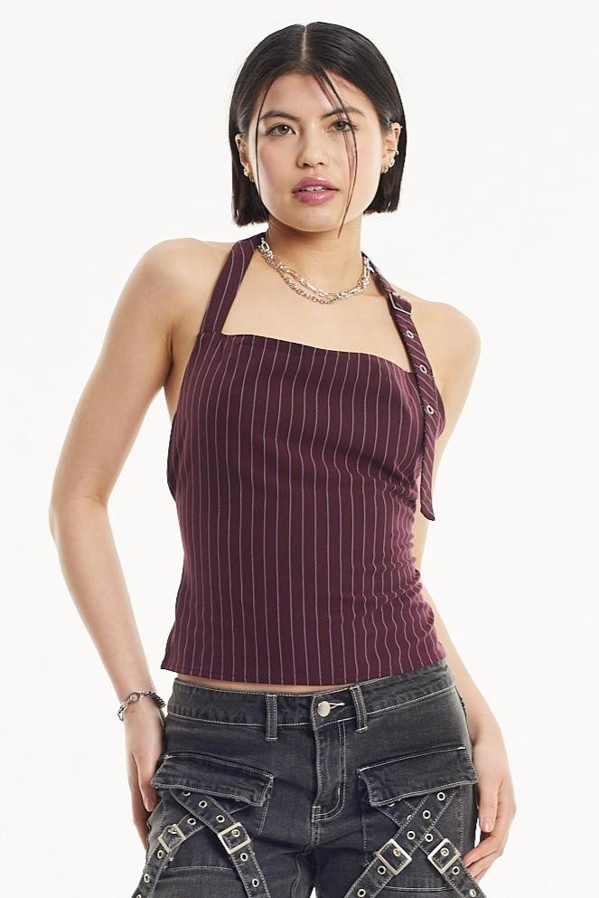 Brandi Pinstripe Halter Top