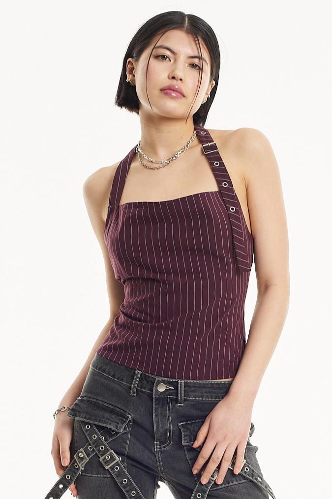 Brandi Pinstripe Halter Top