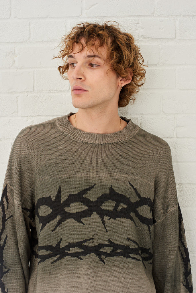 Traitor Grey Barbed Wire Knit Jumper