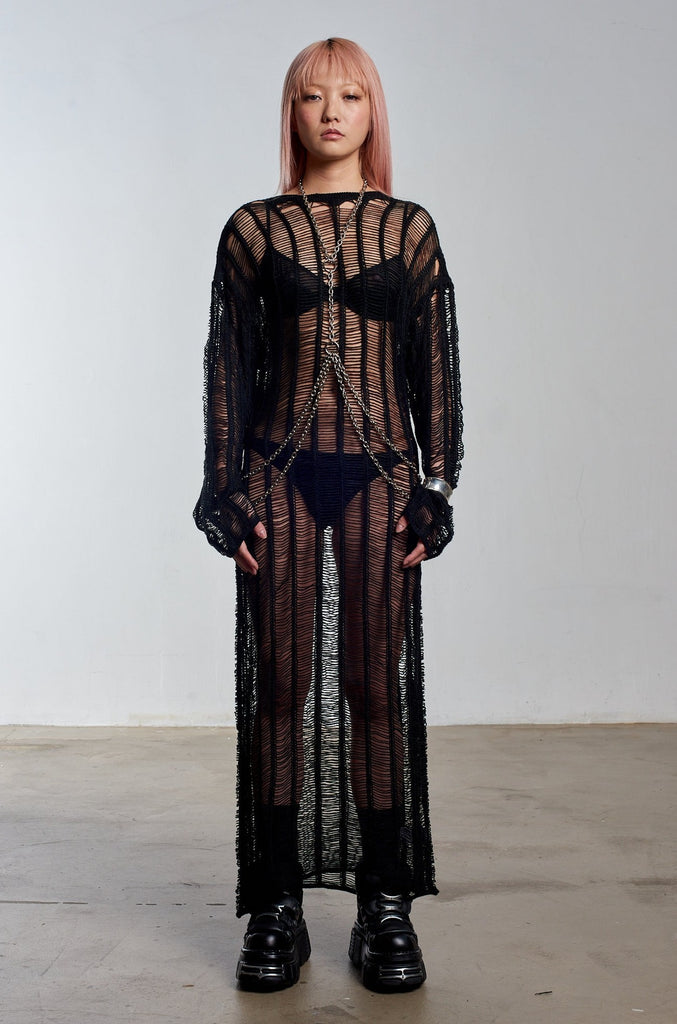 Armour Chain Harness Knit Maxi Dress
