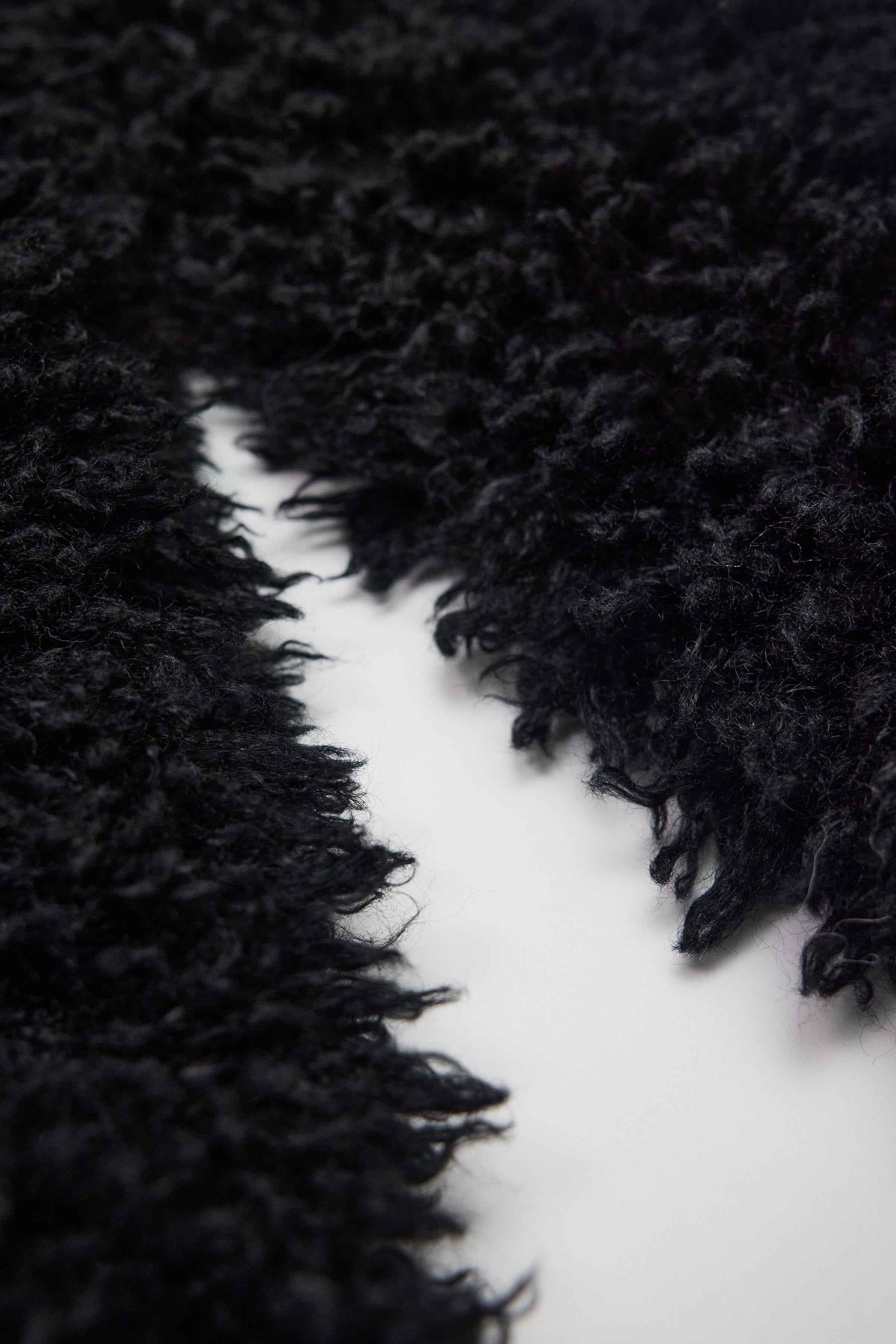 Black shaggy faux fur oversized scarf