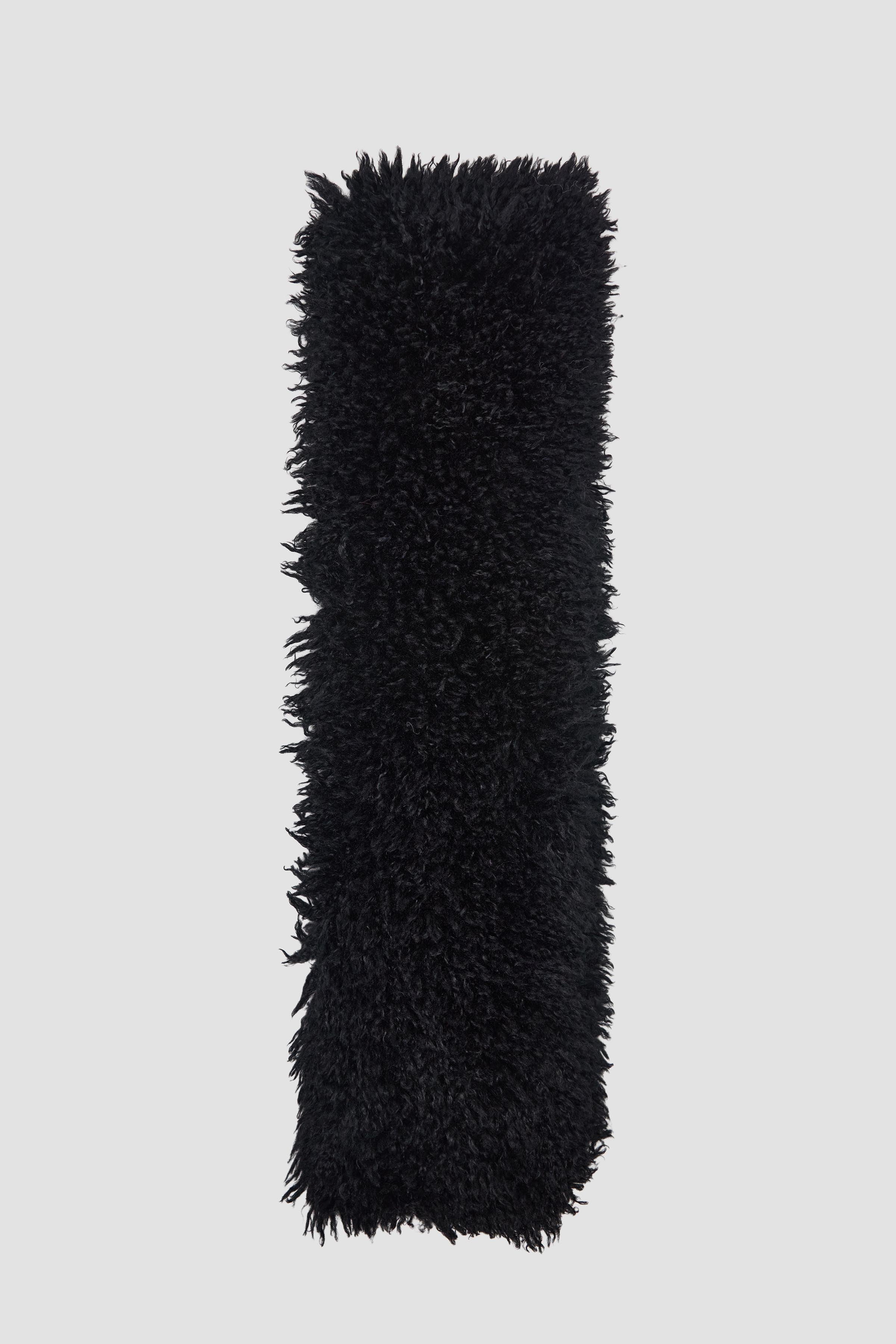 Black shaggy faux fur oversized scarf