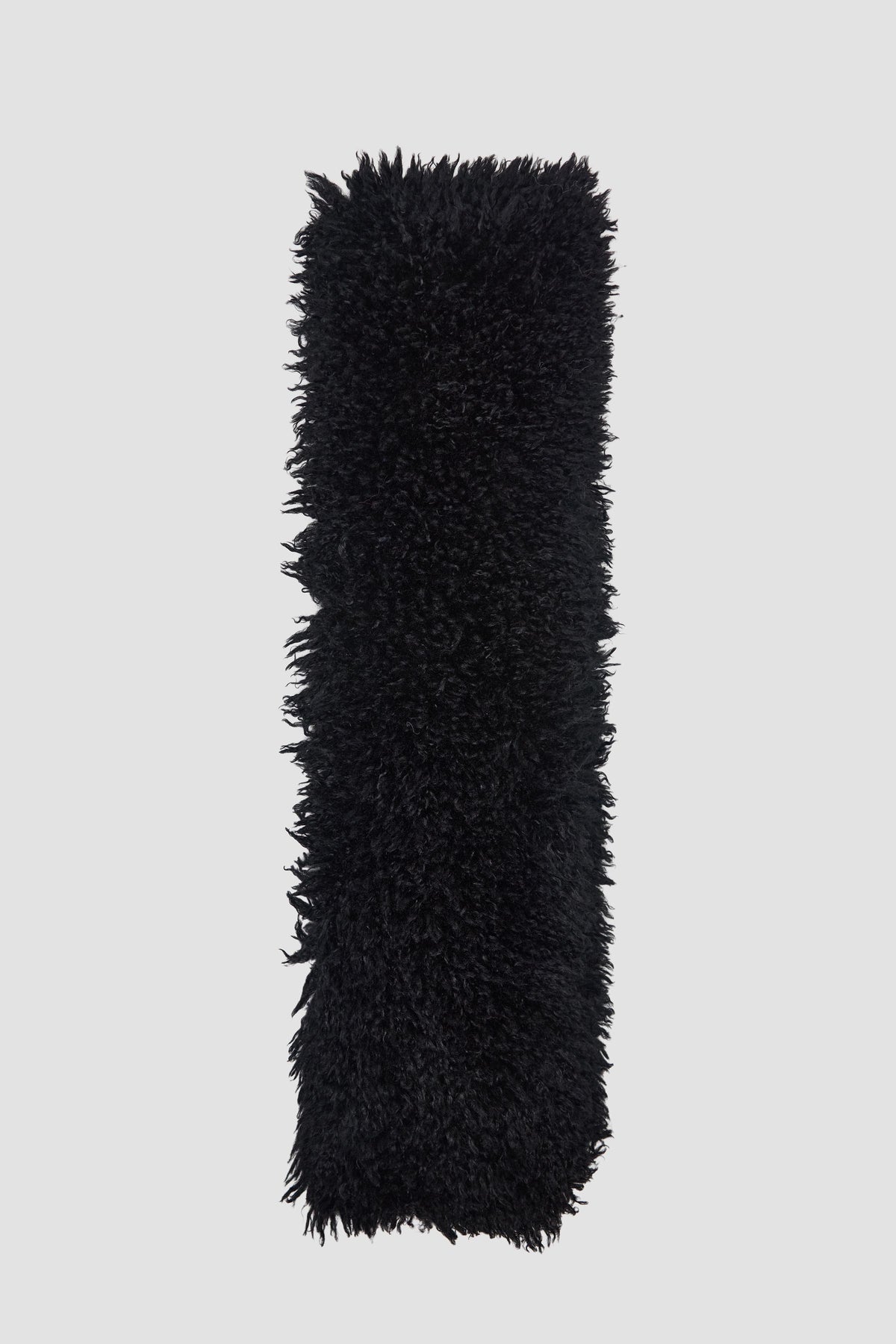 Black shaggy faux fur oversized scarf