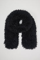 Black shaggy faux fur oversized scarf