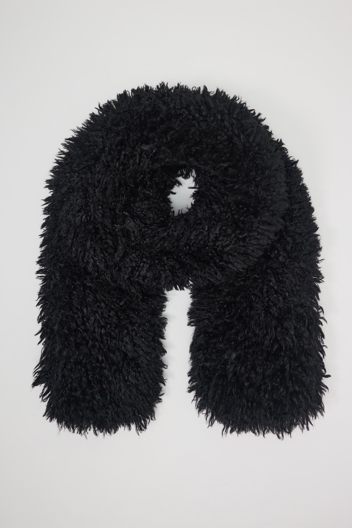 Black shaggy faux fur oversized scarf