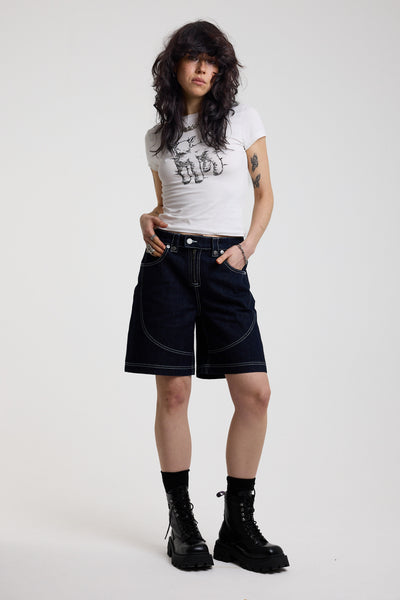 Kid Dark Indigo Denim Jorts – The Ragged Priest