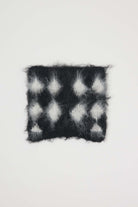 Black and white diamond argyle check knitted beanie with ears.