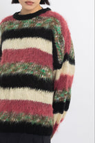 Mixed textured stripe oversized knit jumper, worn by model