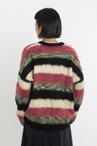 Mixed textured stripe oversized knit jumper, worn by model