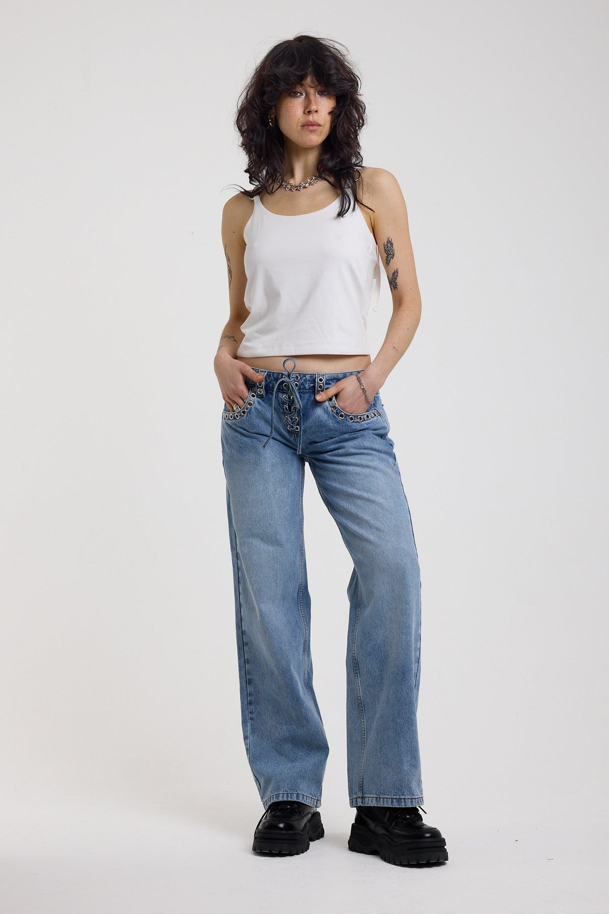 Twilight Lace Up Eyelet Baggy Jeans – The Ragged Priest