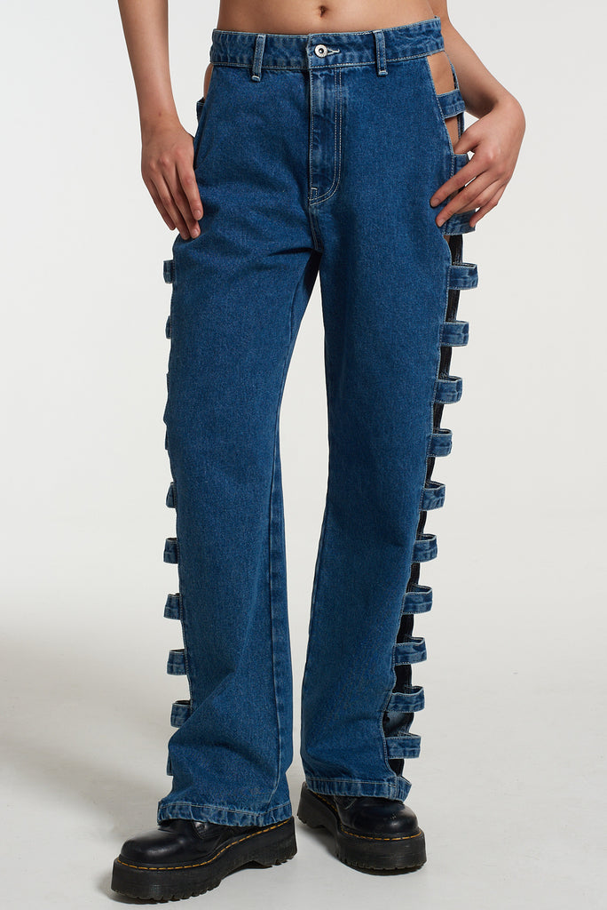 Clouded Cut Out Dad Jean