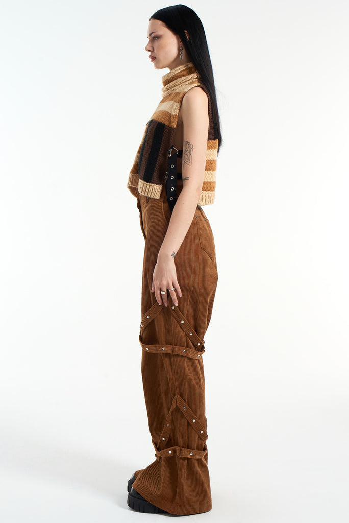 Bound Brown Cord Trouser