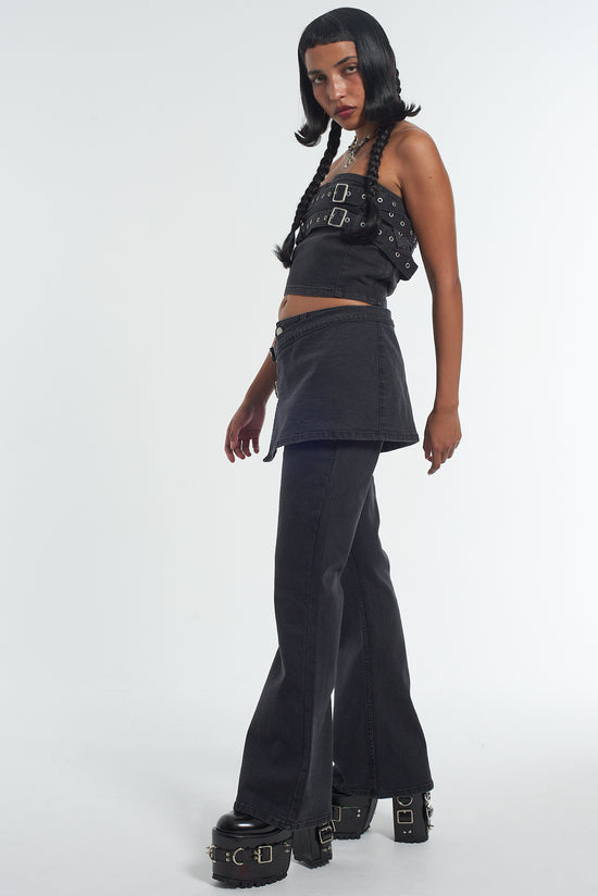 Low Rider Jean Skirt - Charcoal – The Ragged Priest