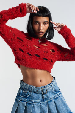 Fray Knit Cropped Jumper - Ready-to-Wear 1AAYC8