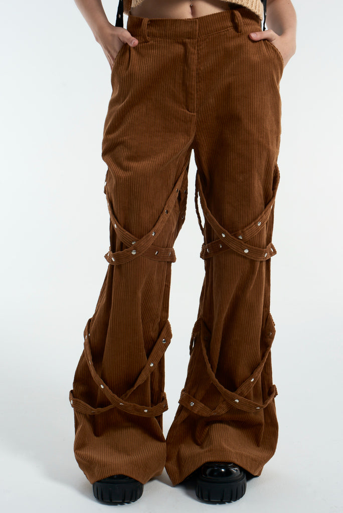 Bound Brown Cord Trouser