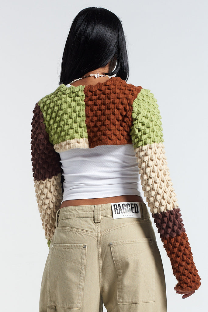 Patchwork Ultra Cropped Cardigan