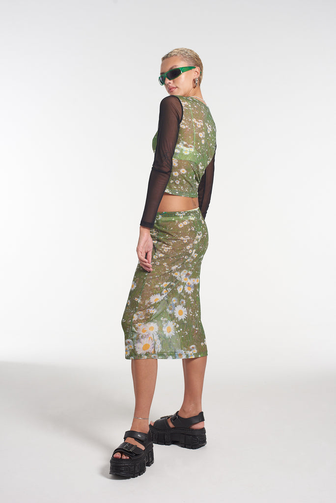 Meadow Mesh Midi Skirt