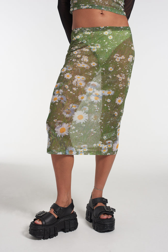 Meadow Mesh Midi Skirt