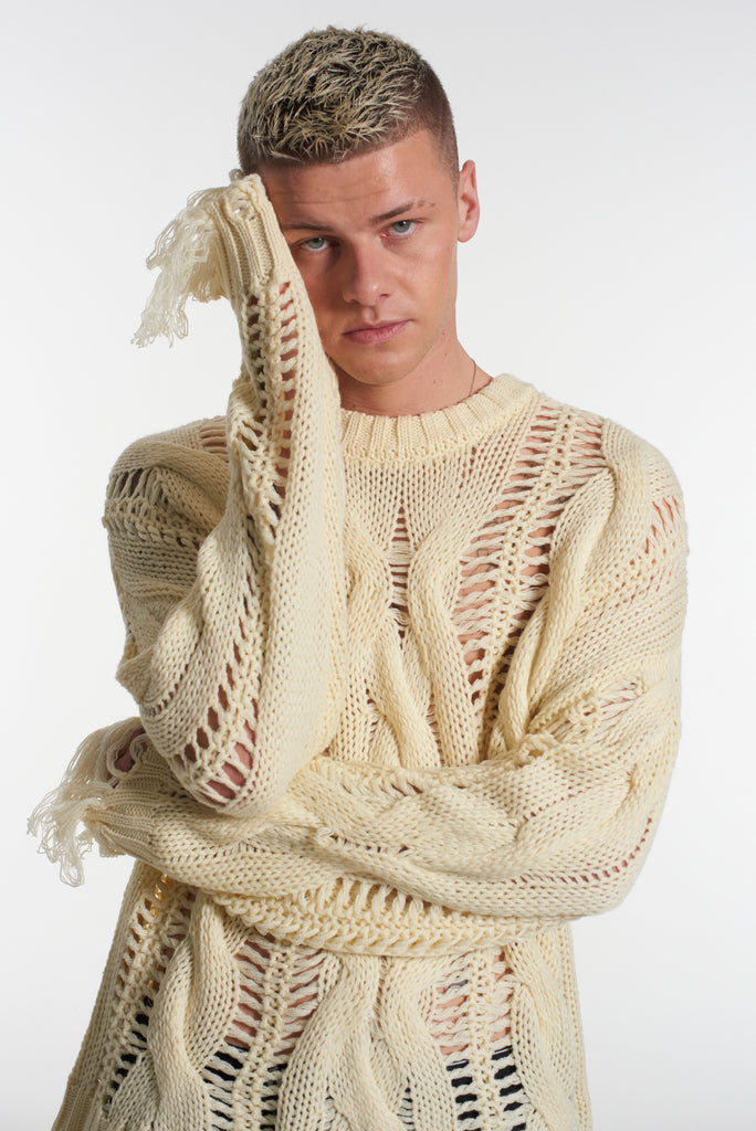 Distressed Cable Knit