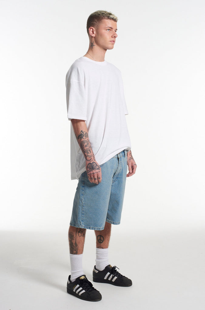 Straight Leg Shorts Mid Blue