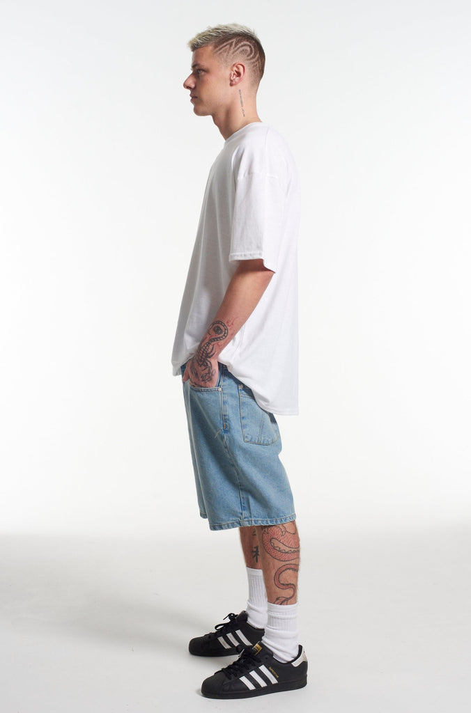 Straight Leg Shorts Mid Blue