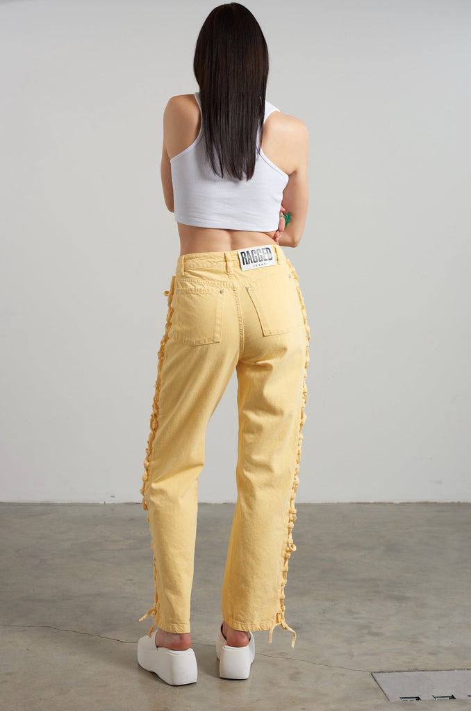 Mellow Lace Up Dad Jean Yellow