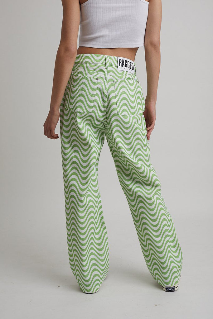 Wave Jean - White & Lime